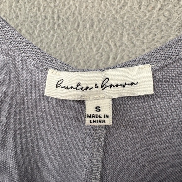 Hunter & Brown Linen Blend Lagenlook Wide Leg Jumpsuit Overalls Gray Small - Picture 13 of 15